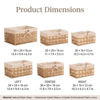 Panier de rangement rectangulaire moderne multifonctionnel en corde de papier tressée écologique pour bureau, table basse - Décoration intérieure