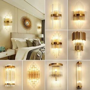Bedroom Bedside Wall <b>Light</b> Modern Crystal Staircase Lamps Gold Hotel Corridor Custom LED <b>Sconce</b> Lighting - Product Image 2
