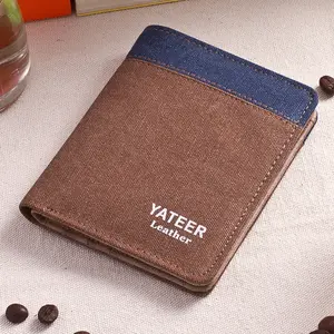 YATEER, billetera de cuero PU de alta calidad para hombre, monedero de empalme a la moda, precio de dólar, Carteira masculina, billetera de estilo simple a rayas