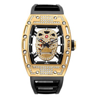 Reloj de cuarzo con esqueleto de pirata para hombre, cronógrafo con calavera 3D, cristal transparente