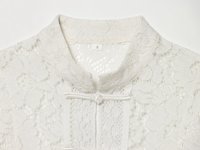 Chemise à col montant en dentelle pour femme, nouvelle mode décontractée 2026, style rétro chic, manches longues, taille cintrée.