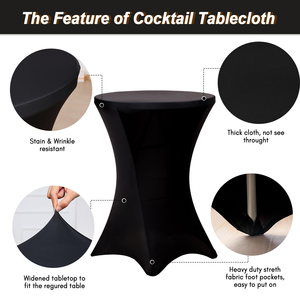 Fundas de Licra Negras Elásticas Personalizadas para Mesas de Cóctel Plegables para Bodas y Fiestas - Product Image 3