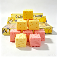 Jouet Squishy Bloc de Fromage Mignon, Doux, à l'Huile de Coco et Vaseline, Anti-Stress, Jouet Sensoriel à Presser, Simulation Alimentaire, pour Fête d'Anniversaire d'Enfants