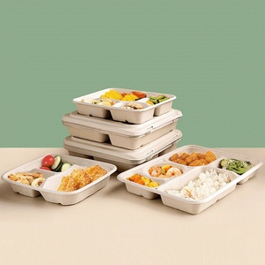 Оптовая продажа, биоразлагаемый Ланч-бокс, лоток для еды, одноразовый контейнер для еды из жома сахарного тростника, контейнер для еды на вынос - Product Image 2