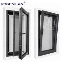 Окна поворотно-откидные ROGENILAN AS2047 из черного алюминия с двойным остеклением и закаленным стеклом для жилых помещений