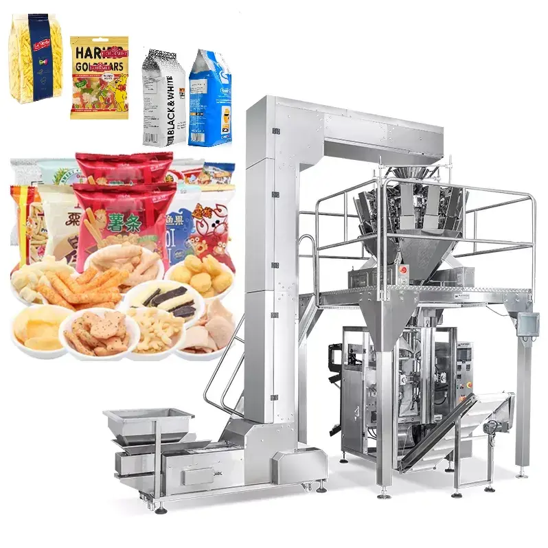 Automat PEQUEÑA ESCALA Vffs Vertical Pe gambas Kurkure equipo de paquete de alimentos máquina de sistema de envasado de patatas fritas