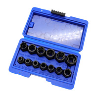 Jeu de douilles d'extraction de boulons à percussion industriels DIY avec adaptateur hexagonal Support personnalisé OEM pour écrou de boulon endommagé, 10/13 pièces