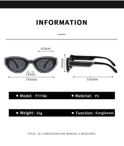 Nouveauté 2024 - Lunettes de soleil tendance, monture petite, style œil de chat, bordées, Y2K - Product Image 2