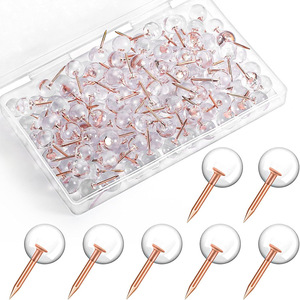 Pioneses Redondos Transparentes Color Oro Rosa, Caja de 100 Unidades, Pioneses de Bola para Tablero de Corcho, Tamaño Grande, Diseño Minimalista Metálico - Product Image 1