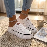 Mules à plateforme blanches pour femmes, style baskets, à enfiler, à lacets, à semelle épaisse, chaussures décontractées, logo personnalisé, écologiques