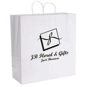 Sacs en papier kraft blanc et brun à prix de gros, sacs cadeaux avec poignées, emballage personnalisé recyclable - Product Image 2