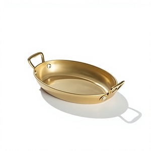 Bandeja Ovalada Metálica Premium con Asas Laterales de Cobre, Portátil, Capacidad de 1-2L, Diseño Minimalista - Product Image 1