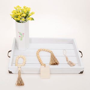 Guirnalda de cuentas de madera Vintage para decoración de granja con borlas, etiqueta DIY para decoración del hogar - Product Image 4