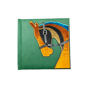 <span class=keywords><strong>Album</strong></span> <span class=keywords><strong>photo</strong></span> vintage vert de 10 pouces avec broderie de tête de cheval en sequins - <span class=keywords><strong>Album</strong></span> de scrapbooking auto-adhésif en cuir PU de qualité supérieure - Product Image 1