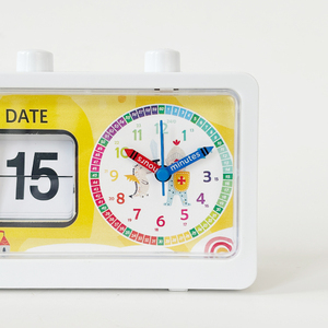 Reloj Despertador de Mesa con Diseño de Dibujos Animados, Decoración para el Hogar, Reloj Despertador Cuadrado para Estudiantes, Reloj de Escritorio Amarillo, Reloj Personalizado con Páginas Giratorias - Product Image 2
