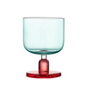Verre à vin rouge ou à eau en cristal sans plomb fait main de 300 ml, de haute qualité, unique et magnifique, avec pied, coloré en jaune, bleu, vert - Product Image 6