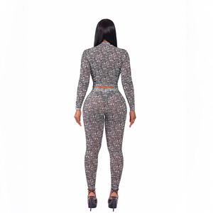 2-teiliger Damen-Trainingsanzug, einfarbig, lässig, kurze Jacke und lange Leggings, umweltfreundliche Herbstkleidung - Product Image 6