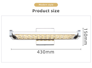 โคมไฟติดผนัง LED คริสตัลโครเมียมทันสมัย 3500K แสงวอร์มไวท์ รูปทรงสี่เหลี่ยมผืนผ้า สำหรับห้องน้ำ ติดตั้งบนพื้นผิว ขั้วหลอด E27 - Product Image 2