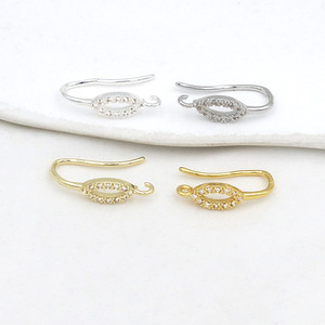 Ganchos para Pendientes de Circonita Cúbica Ovalada, Oro 18k y Plata, Componentes para Joyería DIY, Estilo 10, Piezas para Pendientes con Incrustaciones de Diamantes - Product Image 3