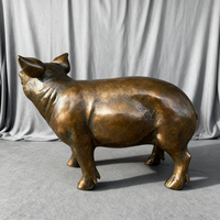 Statue d'art animal personnalisable, sculpture réaliste en bronze pour jardin extérieur, statue de sanglier