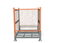 Palette en acier pliable écologique avec revêtement en poudre, cage pliable, conteneur de palette autoportant