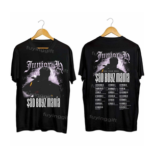 Camisetas Junior H, Camiseta Sad Boyz Mania Tour, Camiseta para Fanáticos del Concierto de Junior H, Logotipo Personalizado Impreso, Camisetas de Algodón para Hombre y Mujer - Product Image 1