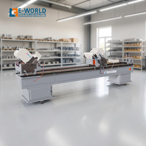 เครื่องตัดมุมอัตโนมัติแบบสองหัว Eworld สำหรับหน้าต่าง/ประตู UPVC ความแม่นยำสูง 3KW 380V โครงเลื่อน 600 กก. รับประกัน 1 ปี - Product Image 1
