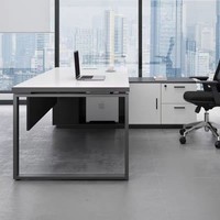 Set Scrivania e Sedia da Ufficio a L Personalizzato, Ecologico, Superficie Impermeabile/Ignifuga, Scrivania Direzionale Moderna e Resistente per Manager