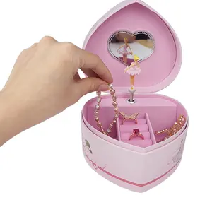 Ever Bright Heart-shaped ballerina music box wooden jewelry music box ready to ship for girls