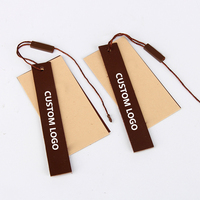 Étiquettes suspendues en papier multicouche avec logo personnalisé, cordon de sécurité, marron/beige, étiquettes de vêtements de luxe pour vêtements - respectueuses de l'environnement