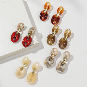 Boucles d'oreilles pendantes créatives en acrylique pour femme, plaquées <span class=keywords><strong>or</strong></span>, avec graines <span class=keywords><strong>de</strong></span> <span class=keywords><strong>café</strong></span>, maillons, marbre coloré et chaîne en forme <span class=keywords><strong>de</strong></span> nez <span class=keywords><strong>de</strong></span> cochon, collection vintage automne/hiver - Product Image 5