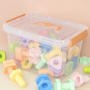 Big Clear Multifunction Organizer Bins Latching Buckles Stackable Plastic <b>Storage</b> <b>Box</b> With Latching Handle and Wheels Lids - Product Image 3