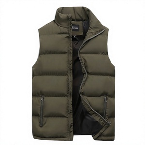 Chaleco Acolchado Negro para Hombre, Cuello en V, Cierre de Cremallera, Resistente al Viento, Color Sólido, Informal, Ropa de Invierno, Sin Mangas, Diseño Acolchado Cálido - Product Image 4