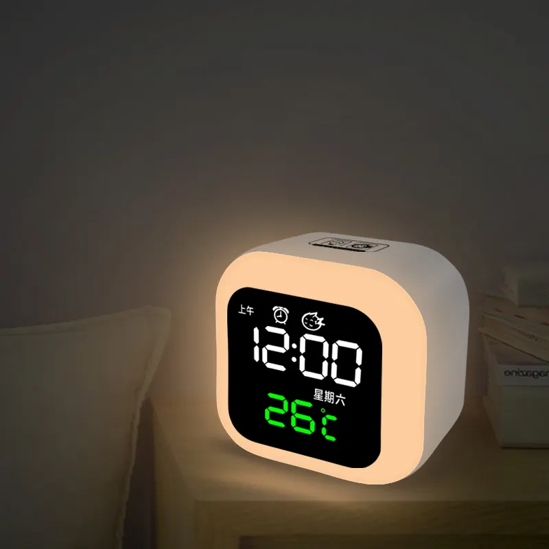 إضاءة ليلية عملية LED, إضاءة ليلية LED 2021 قابلة لإعادة الشحن مع ساعات بجانب السرير ، شاشة رقمية لعرض درجة الحرارة في غرفة النوم
