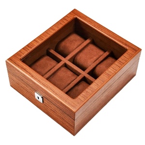 Boîte de rangement pour montres en bois classique, anti-poussière, avec couvercle transparent et coussinets doux, 5/6/8/10/12/18 compartiments - Product Image 1