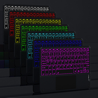 Keyboard lampu latar Multimedia nirkabel Mini 2.4Ghz, Keyboard isi ulang, bantalan sentuh