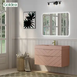 100% पीवीसी गुलाबी 2024 आधुनिक कैंटन फेयर चित्रित डिजाइन बाथरूम अलमारियाँ प्रदर्शित करता है