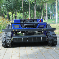Livraison gratuite Tondeuse à gazon robotisée tout-terrain télécommandée à chenilles à essence avec accessoire déneigeur