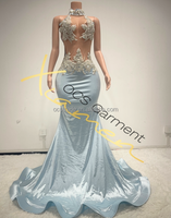 Ocstrade Para Mujeres robes de soirée élégantes pour les femmes maille transparente voir à travers licou dos nu strass robe de bal