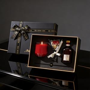 Luxury Fluted Square Glass <b>Reed</b> <b>Diffuser</b> Set <b>For</b> Modern Home Decor Wholesale Private Label Premium Realistic Gifting Set - Product Image 1