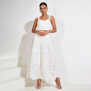 Conjunto Casual de Moda para Vacaciones en la Playa, Nuevo Modelo 2026, Top Corto <span class=keywords><strong>con</strong></span> Cuello en V + <span class=keywords><strong>Falda</strong></span> Tipo Paraguas de Cintura Alta <span class=keywords><strong>con</strong></span> Bordado - Product Image 3