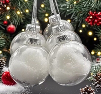 Boule de Noël transparente plate de 6 cm, 8 cm, 10 cm, de haute qualité, à peindre soi-même, décoration de boule transparente, ornement