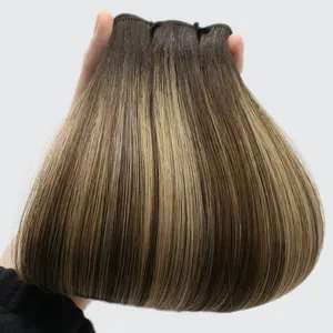 Neues unsichtbares ohne Rückkehr Flatte Haargewebe doppelt eingezogene Kopfhaut intaktes russisches menschliches Haar handgebundene Weite Haarverlängerungen