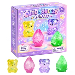 Ensemble de jouets à presser scintillants pour enfants 3+ ans, jouets sensoriels souples anti-stress avec figurines lapin, crème glacée, dinosaure et goutte d'eau - Product Image 5