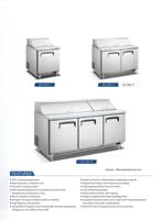Réfrigérateur de préparation commercial en acier inoxydable à température unique avec refroidissement par ventilateur pour table de préparation de salades, sandwichs et pizzas