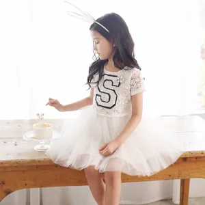 New Cotton Children's Sweet Kids Flower Girl Black White Dots Dress