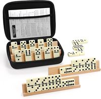 Jeu de dominos portable vierge avec étui de transport personnalisé et supports en bois pour tuiles, idéal pour cadeau personnalisé et revente