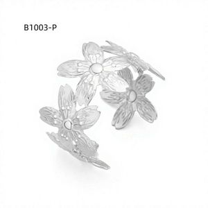 Amy Amy Flower <b>Cuff</b> <b>Bracelet</b> <b>Silver</b> Plated Women's Fashion Jewelry B1003 - Product Image 1