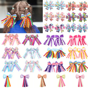 Pinzas para el <span class=keywords><strong>pelo</strong></span> infantiles de dibujos animados de arcoíris, horquillas con borlas transfronterizas para el cabello <span class=keywords><strong>rizado</strong></span> de niñas, accesorios para el <span class=keywords><strong>pelo</strong></span> de tela hechos a mano - Product Image 1