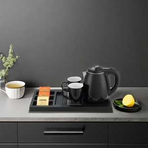 Nhà Sản Xuất Trà Tất Cả Trong Màu Đen 5 Bắt Đầu Khách Sạn Phòng Khách Sang Trọng Khay Đặt 1.2L Đôi Tường Ấm Đun Nước Điện Và Chén Gốm - Product Image 2